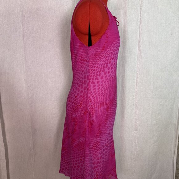 EXPRESS LAYERED Pink MINI SUMMER CHIFFON Batwing DRESS SIZE 7 / 8 Snake E428 - Picture 5 of 10